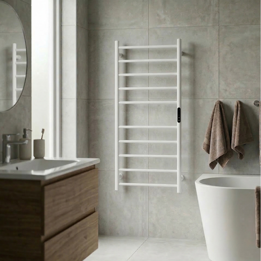 Elektrische handdoekdroger 45x96 cm 130W roestvrij staal/wit