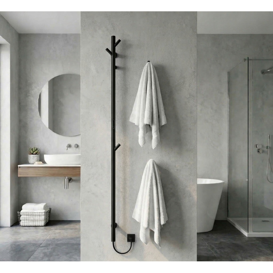 Elektrische handdoekdroger met stang 172 cm 46W zwart