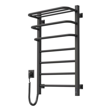 Elektrische handdoekdroger met thermostaat FORTIS, 155 W, 80 x 48 cm, zwart, links