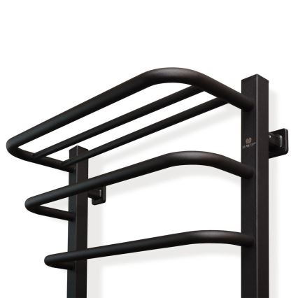 Elektrische handdoekdroger met thermostaat FORTIS, 155 W, 80 x 48 cm, zwart, links