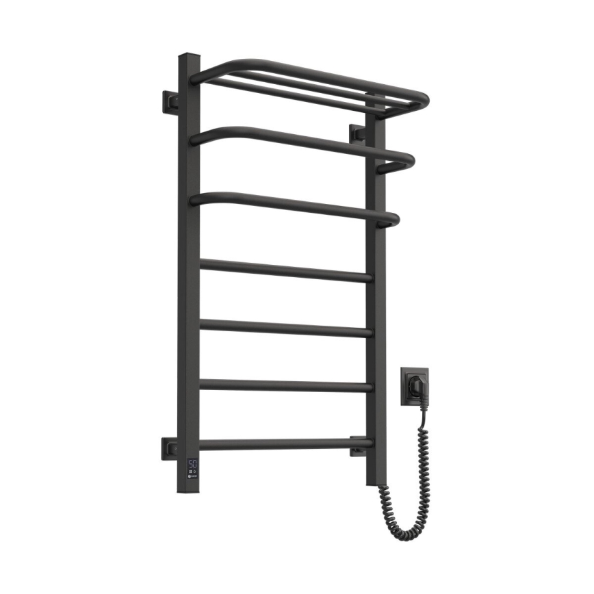 Elektrische handdoekdroger met thermostaat FORTIS 155W 80x48 cm, zwart, rechts