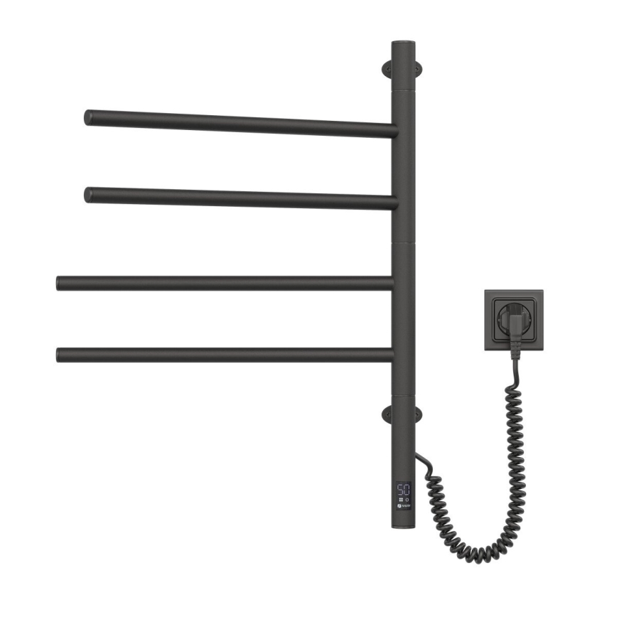 Elektrische handdoekradiator met thermostaat ARABESQUE 150W/230V 64,6 cm IP44 zwart