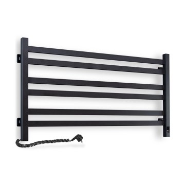 Elektrische handdoekradiator met thermostaat AVANGARD 181W 50x90 cm, zwart, links