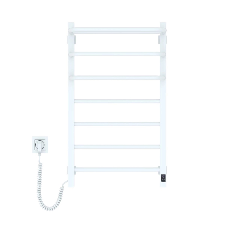 Elektrische handdoekradiator met thermostaat FORTIS 155W 80x48 cm wit links