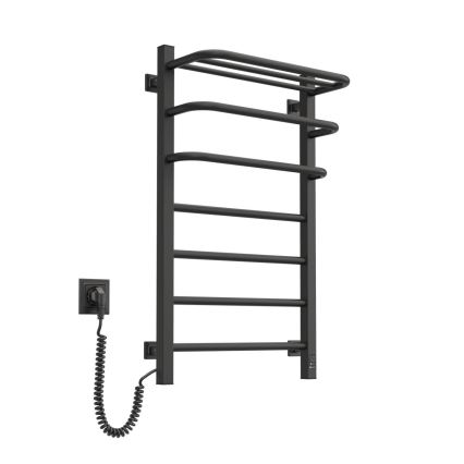 Elektrische handdoekradiator met thermostaat FORTIS 155W 80x48 cm zwart rechts