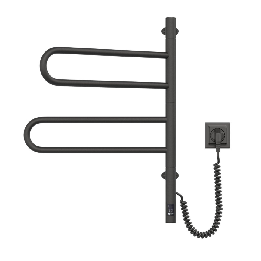 Elektrische handdoekradiator met thermostaat FOUETTE 128W/230V 64,6 cm IP44 zwart