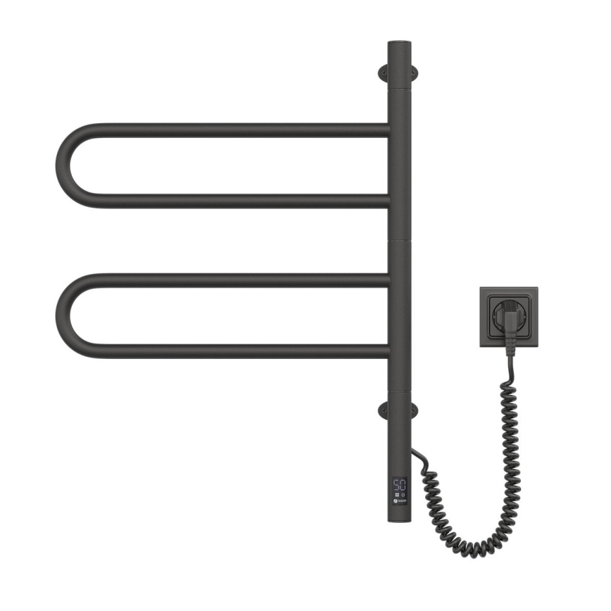 Elektrische handdoekradiator met thermostaat FOUETTE 128W/230V 64,6 cm IP44 zwart
