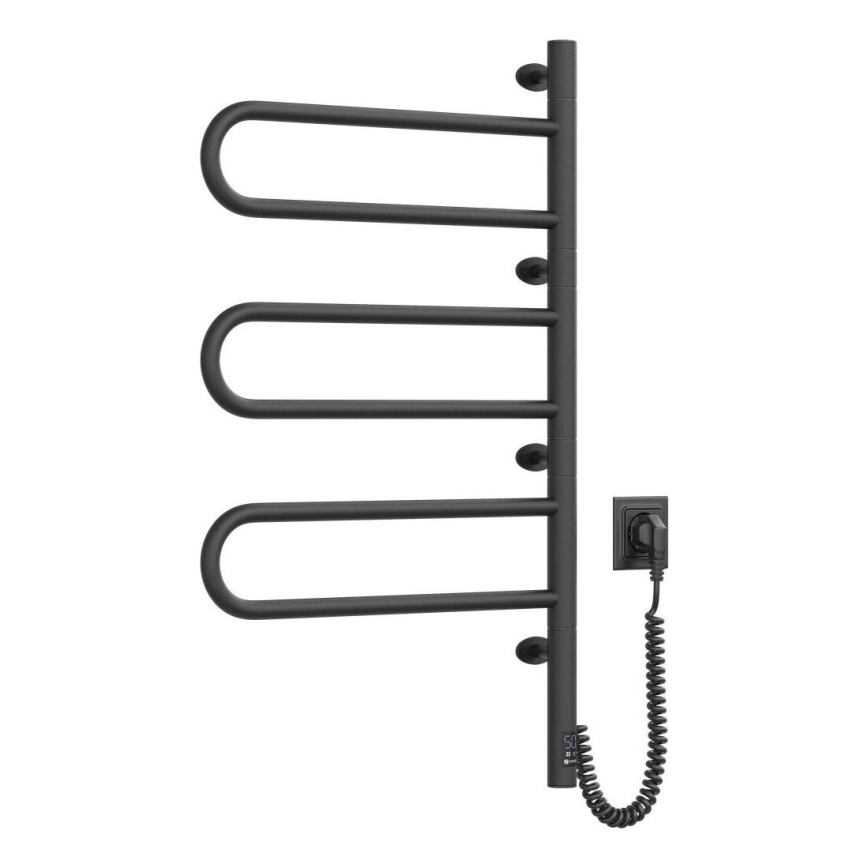 Elektrische handdoekradiator met thermostaat FOUETTE 185W/230V 81,8 cm IP44 zwart