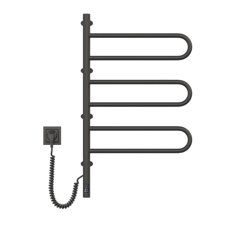 Elektrische handdoekradiator met thermostaat FOUETTE 185W/230V 81,8 cm IP44 zwart