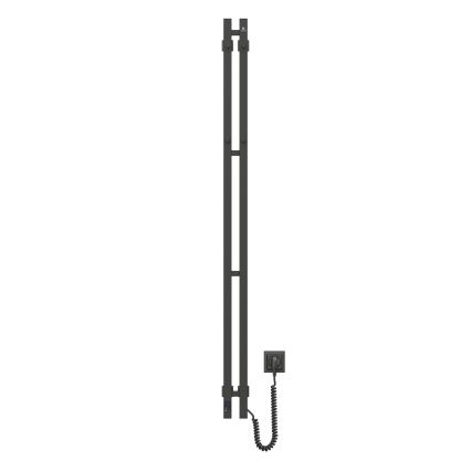 Elektrische handdoekradiator met thermostaat SILOUETTE 106W 150x9 cm zwart rechts