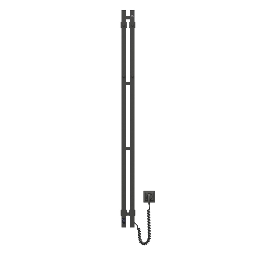 Elektrische handdoekradiator met thermostaat SILOUETTE 106W 150x9 cm zwart rechts