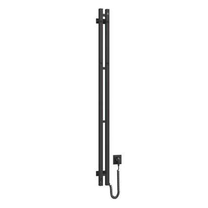 Elektrische handdoekradiator met thermostaat SILOUETTE 106W 150x9 cm zwart rechts