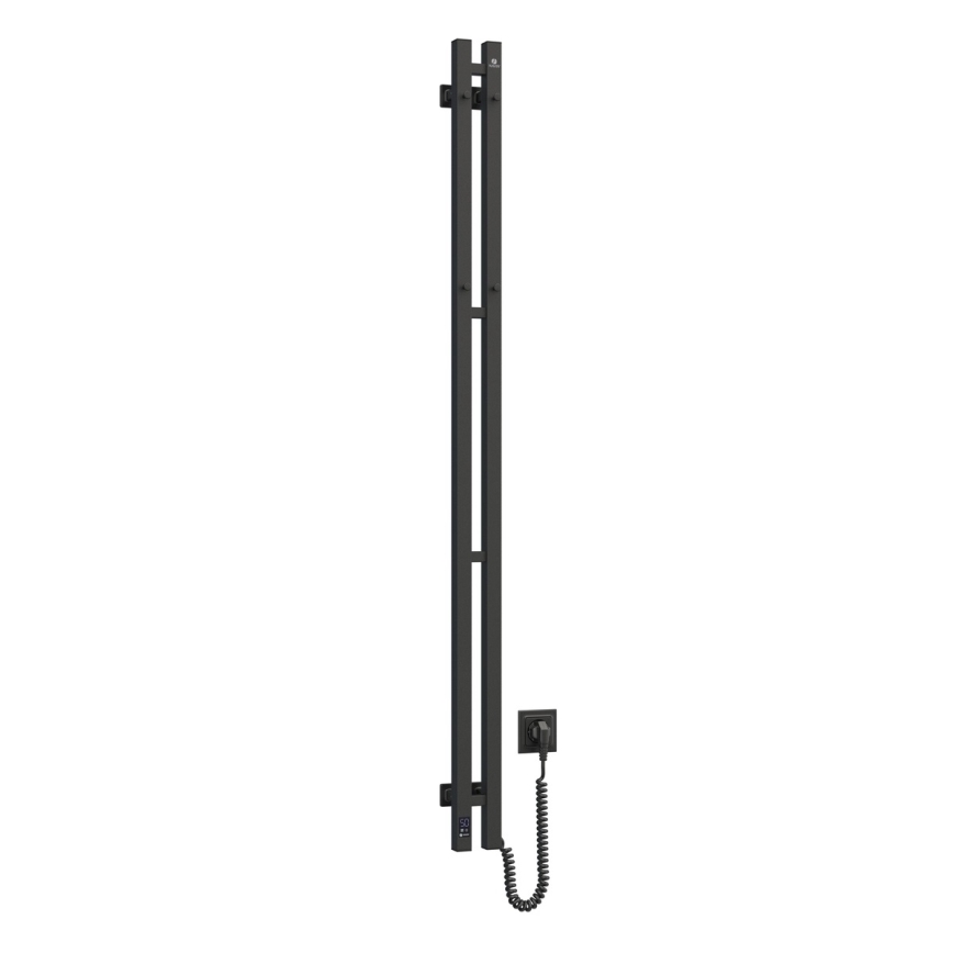 Elektrische handdoekradiator met thermostaat SILOUETTE 106W 150x9 cm zwart rechts