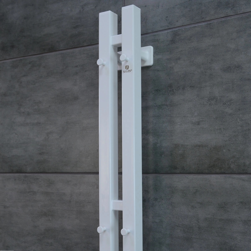 Elektrische handdoekradiator met thermostaat SILOUETTE 106W 150x9cm wit rechts