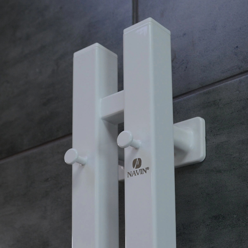 Elektrische handdoekradiator met thermostaat SILOUETTE 106W 150x9cm wit rechts