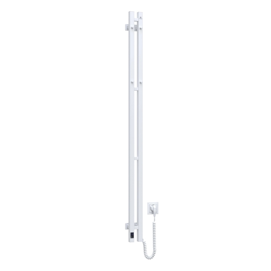 Elektrische handdoekradiator met thermostaat SILOUETTE 106W 150x9cm wit rechts