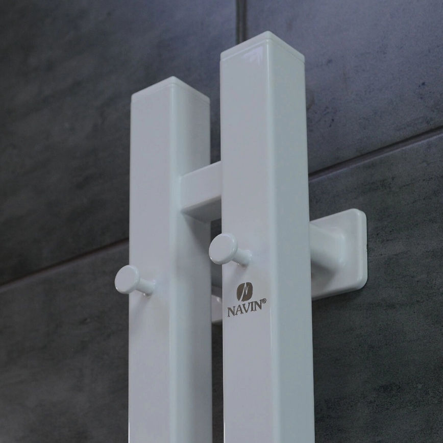 Elektrische handdoekradiator met thermostaat SILOUETTE 187W/230V 120,6 cm IP44 wit rechts hoekig