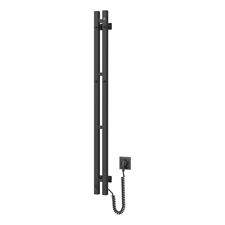 Elektrische handdoekradiator met thermostaat SILOUETTE 187W/230V 120,6 cm IP44 zwart rechts hoekig