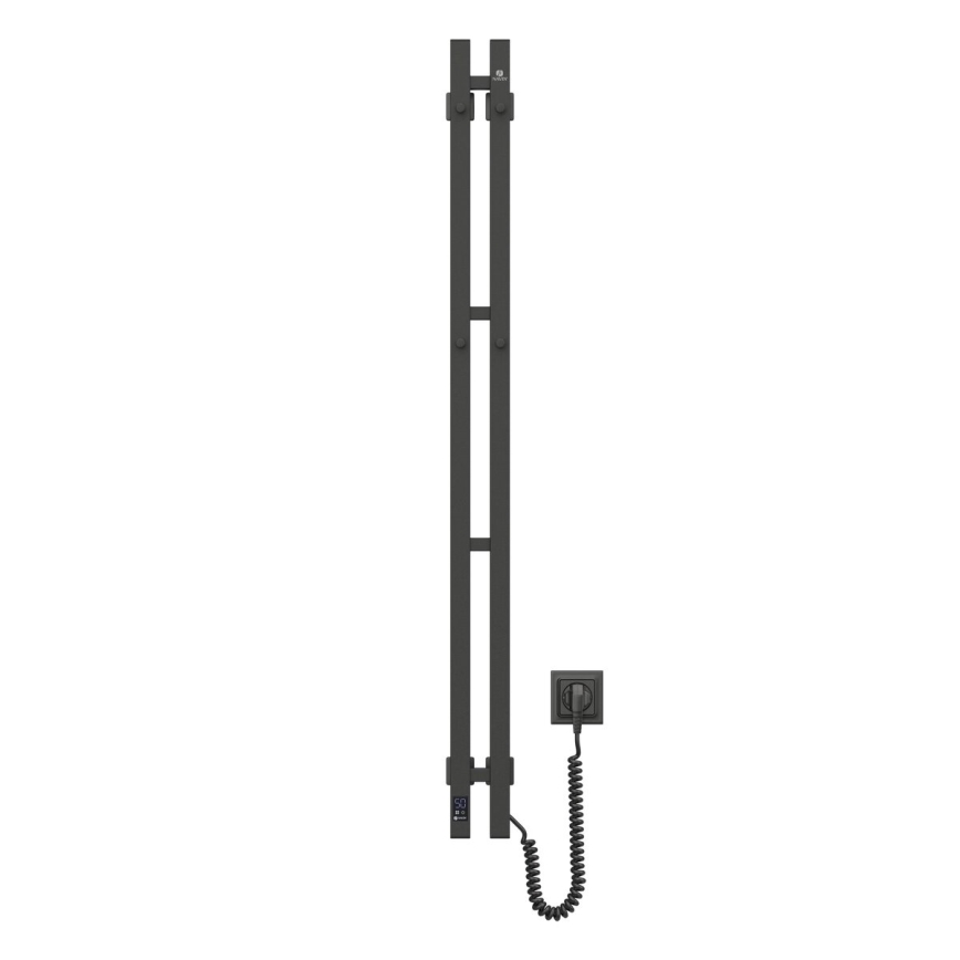 Elektrische handdoekradiator met thermostaat SILOUETTE 187W/230V 120,6 cm IP44 zwart rechts hoekig