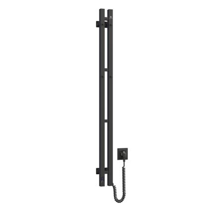 Elektrische handdoekradiator met thermostaat SILOUETTE 187W/230V 120,6 cm IP44 zwart rechts hoekig