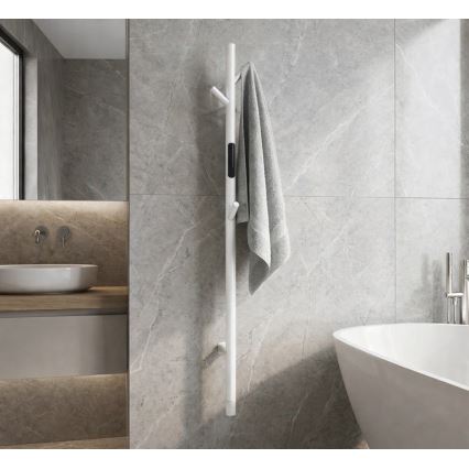 Elektrische handdoekradiator, stangmodel, 118 cm, 30 W, wit