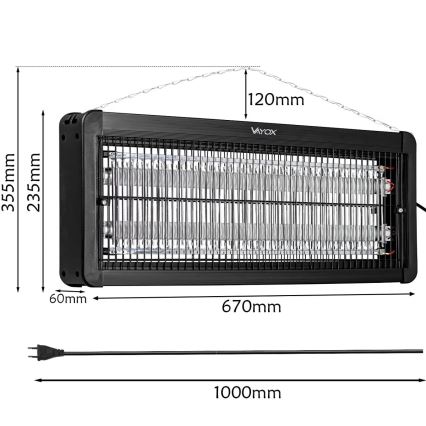 Elektrische insectenverdelger 2x20W/230V 180 m²