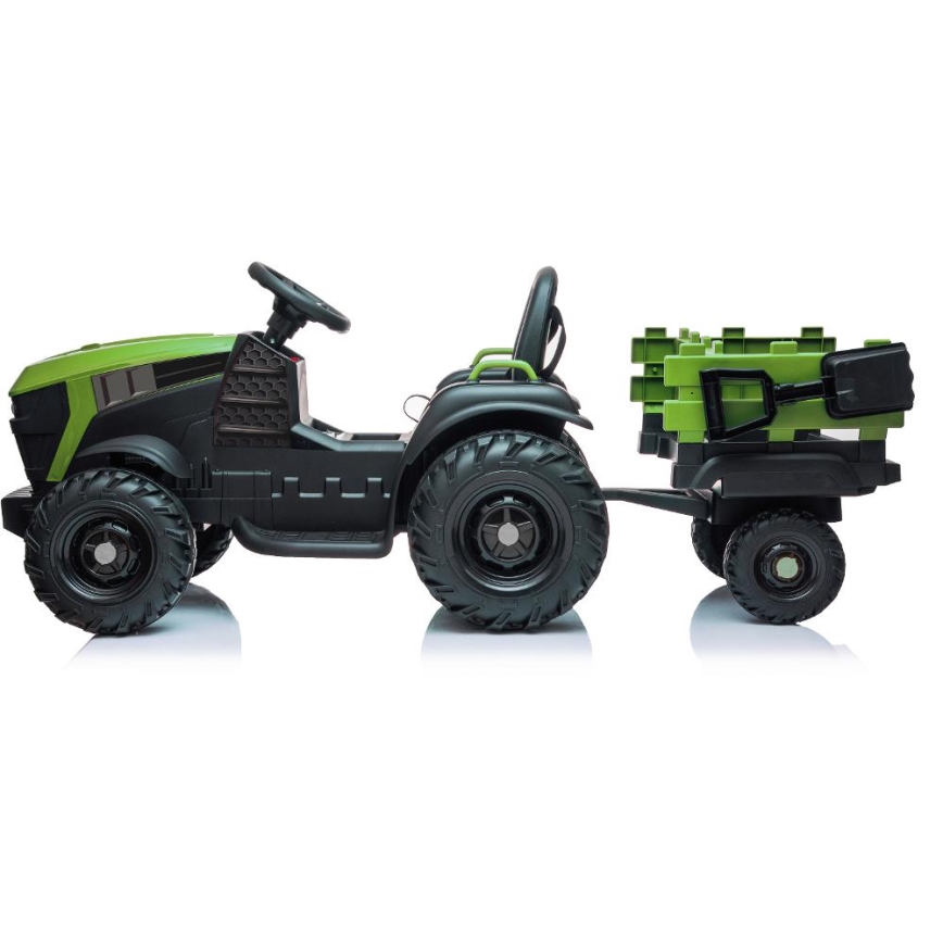 Elektrische trekker met aanhanger 2x30W/7000 mAh zwart/groen + afstandsbediening