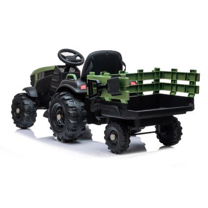 Elektrische trekker met aanhanger 2x30W/7000 mAh zwart/groen + afstandsbediening