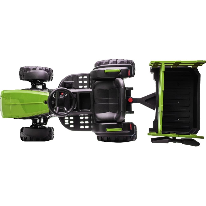 Elektrische trekker met aanhanger 2x30W/7000 mAh zwart/groen + afstandsbediening