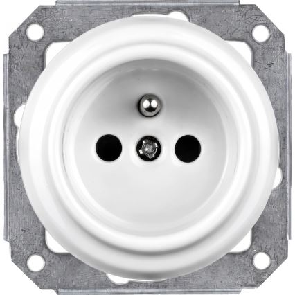 Elhard - Drievoudig keramisch retro stopcontact met afdekraam 230V wit