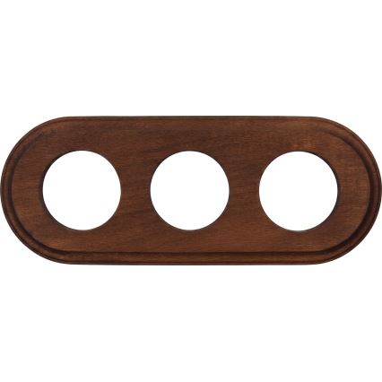 Elhard - Drievoudige keramische retro-wandcontactdoos met afdekraam 230V wit/donker hout