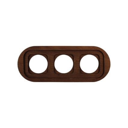 Elhard - Drievoudig keramisch retro stopcontact met afdekraam 230V zwart/donker hout