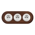 Elhard - Drievoudige keramische retro-wandcontactdoos met afdekraam 230V wit/donker hout
