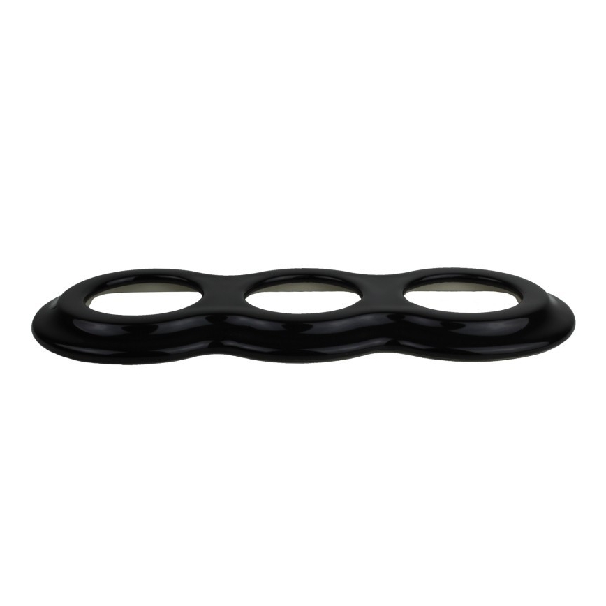Elhard - Drievoudige keramische retro wandcontactdoos met afdekraam SCHUKO 230V zwart
