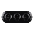 Elhard - Drievoudige keramische retro-wandcontactdoos met frame 230V zwart