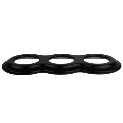 Elhard - Drievoudige keramische retro wandcontactdoos voor huishoudelijk gebruik met afdekraam 230V zwart