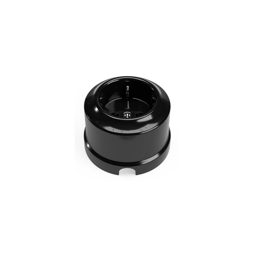 Elhard - Dubbel keramisch retro wandstopcontact met afdekraam 230V zwart