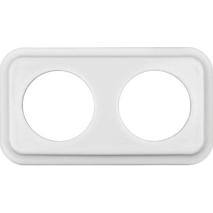 Elhard - Dubbele keramische retro-wandcontactdoos met afdekraam, 230 V, wit