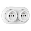 Elhard - Dubbele keramische retro-wandcontactdoos met afdekraam, 230 V, wit
