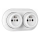 Elhard - Dubbele keramische retro-wandcontactdoos met afdekraam, 230 V, wit