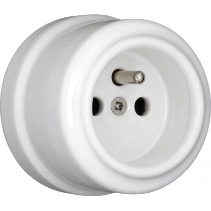 Elhard - Dubbele keramische retro-wandcontactdoos met afdekraam, 230 V, wit