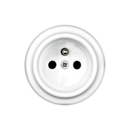 Elhard - Dubbele keramische retro-wandcontactdoos met afdekraam, 230 V, wit
