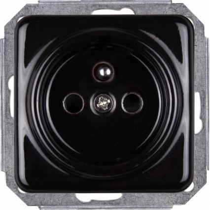 Elhard - Dubbele keramische retro-wandcontactdoos met afdekraam, 230V, zwart