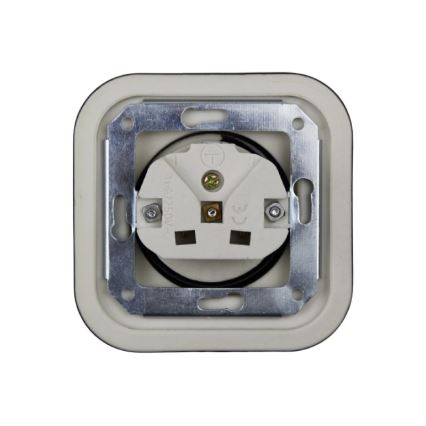 Elhard - Dubbele keramische retro-wandcontactdoos met afdekraam, 230V, zwart