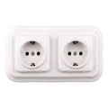 Elhard - Dubbele keramische retro wandcontactdoos met afdekraam SCHUKO 230V wit