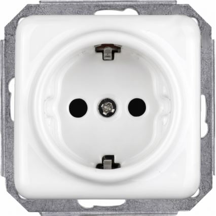 Elhard - Dubbele keramische retro wandcontactdoos met afdekraam SCHUKO 230V wit