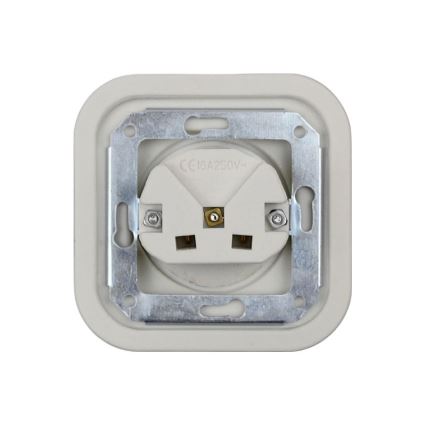 Elhard - Dubbele keramische retro wandcontactdoos met afdekraam SCHUKO 230V wit