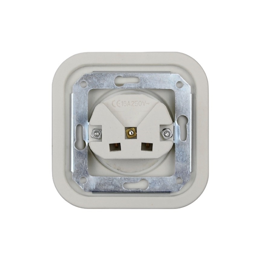 Elhard - Dubbele keramische retro wandcontactdoos met afdekraam SCHUKO 230V wit