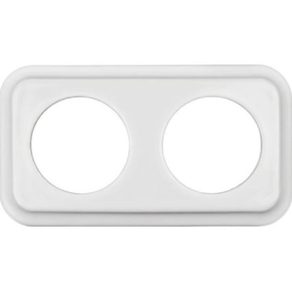 Elhard - Dubbele keramische retro wandcontactdoos met afdekraam SCHUKO 230V wit
