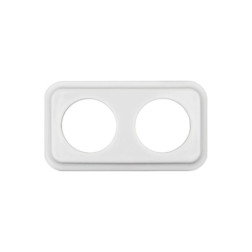 Elhard - Dubbele keramische retro wandcontactdoos met afdekraam SCHUKO 230V wit
